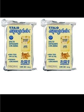 2 bars T.TAIO Esponjabón 2-in-1 Oatmeal Exfoliating Soap Sponge